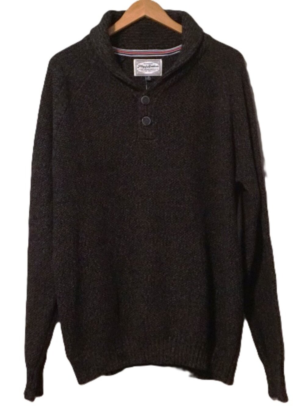 Flag & Anthem Forest Green w Black Weave Fold Over Collar Sweater Men’s Medium